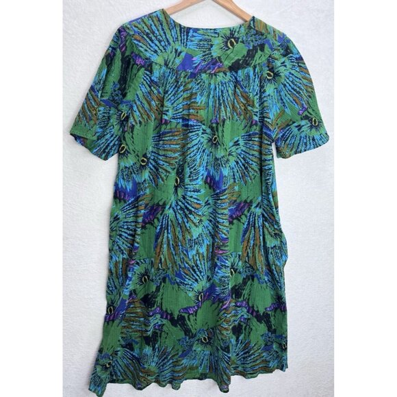 Sante Classics Women's Peacock Feather Print Dress Kaftan Size O/S - Picture 7 of 7